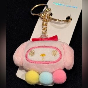 BAG CHARM Pink My Melody Plushie YBP Pompom Keychain